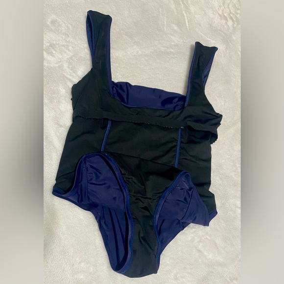 Reimagined by J Crew Size 10 Blue Ruched Built In Bra One Piece Swimsuit. NWOT - Picture 6 of 11